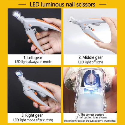 Professional Pet Nail Clipper with LED Light - Cat and Dog Nail Scissors and Claw Cutter Tool