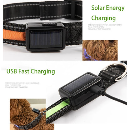 Solar-Powered LED Dog Collar - USB Rechargeable Adjustable Night Safety Light for Pets